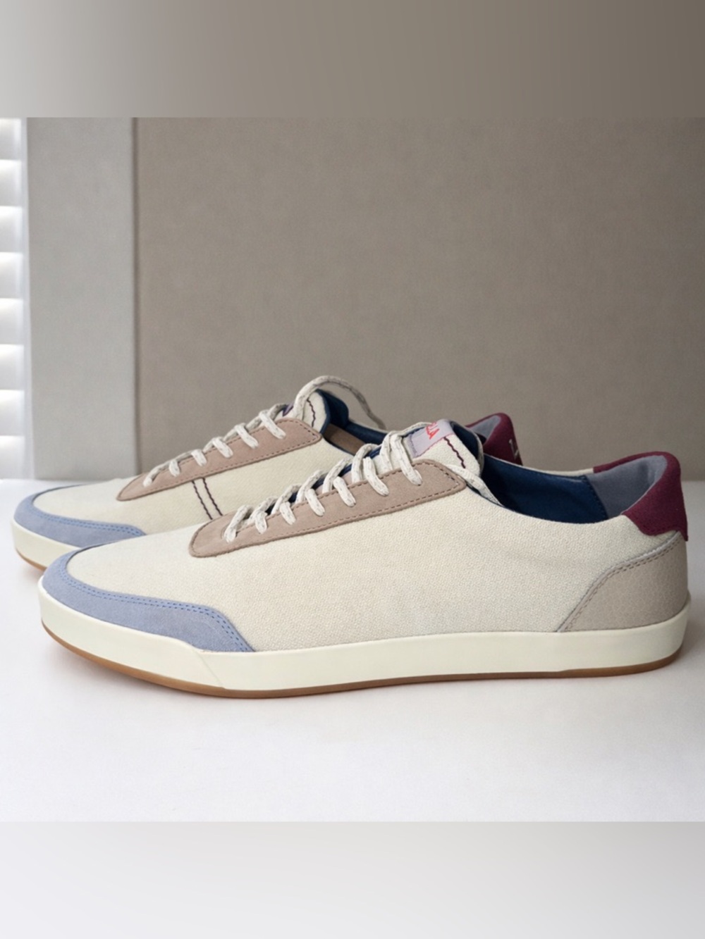 Men's Novella Canvas Sneakers - size 11M Cream, Beige & Blue-Gray colorway